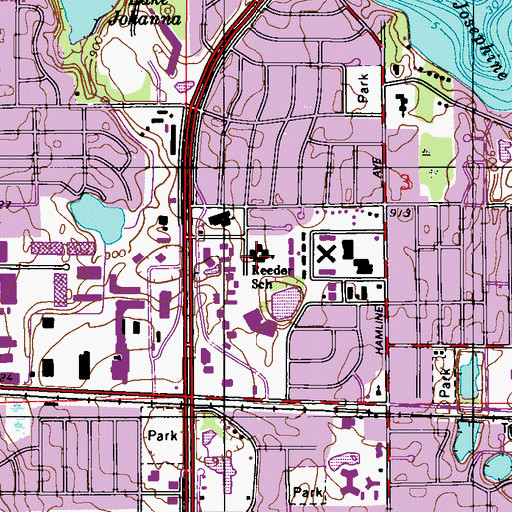 Topographic Map of Reeder School, MN