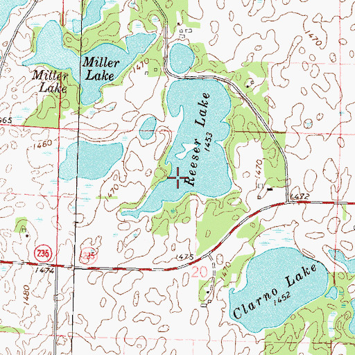 Topographic Map of Reese Lake, MN