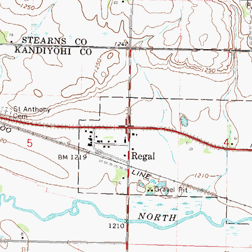 Topographic Map of Regal, MN