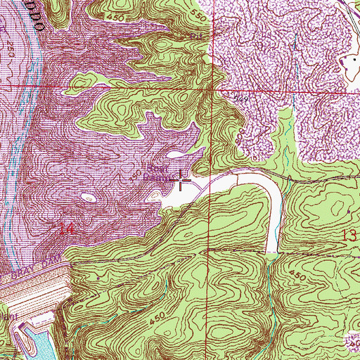Topographic Map of Spillway-Dam Recreation Area, AR