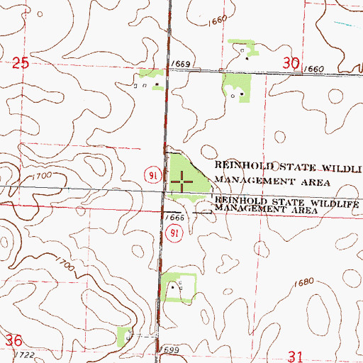 Topographic Map of Reinhold State Wildlife Management Area, MN