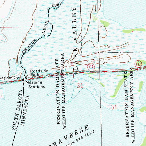 Topographic Map of Reservation Dam State Wildlife Management Ar, MN