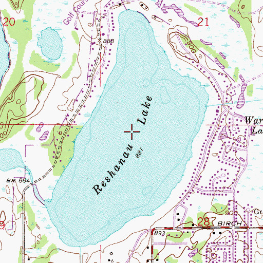 Topographic Map of Reshanau Lake, MN
