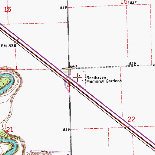 Topographic Map of Resthaven Memorial Gardens, MN