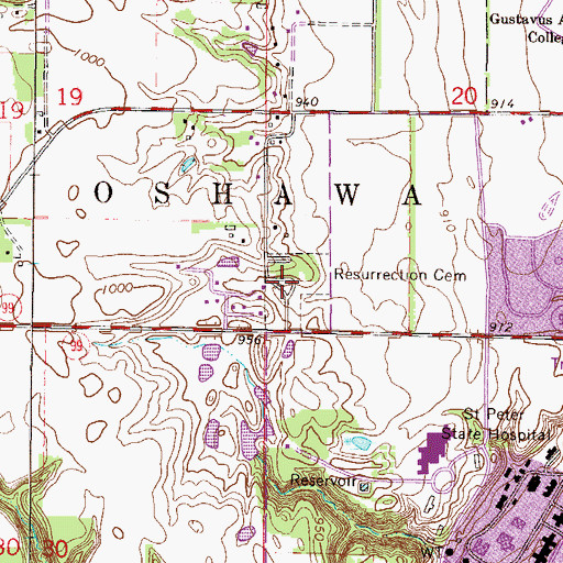 Topographic Map of Resurrection Cemetery, MN