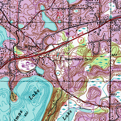 Topographic Map of Resurrection Cemetery, MN