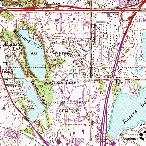 Topographic Map of Resurrection Cemetery, MN