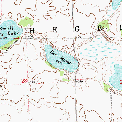 Topographic Map of Rev Marsh, MN