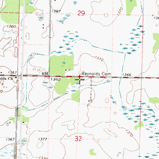 Topographic Map of Reynolds Cemetery, MN