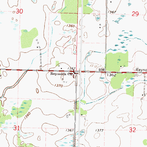Topographic Map of Reynolds Church, MN