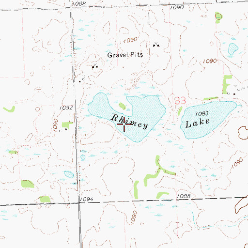 Topographic Map of Rhimey Lake, MN