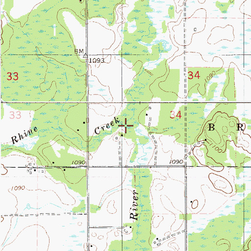 Topographic Map of Rhine Creek, MN