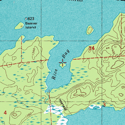Topographic Map of Rice Bay, MN
