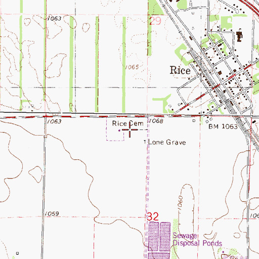 Topographic Map of Rice Cemetery, MN