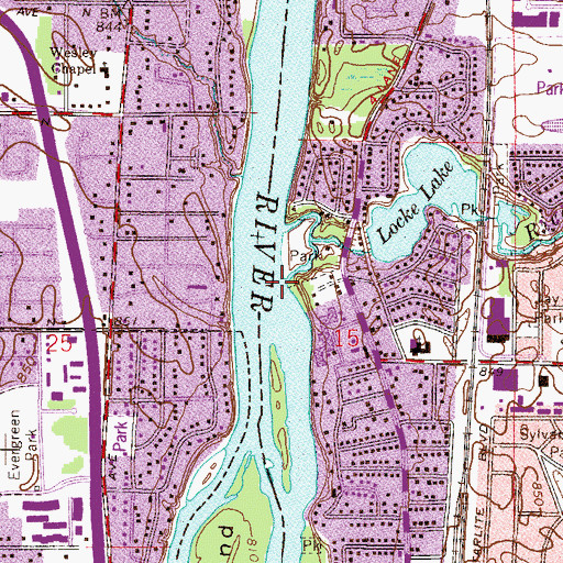 Topographic Map of Rice Creek, MN