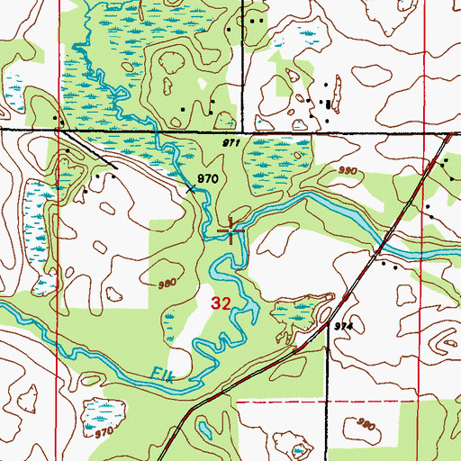 Topographic Map of Rice Creek, MN