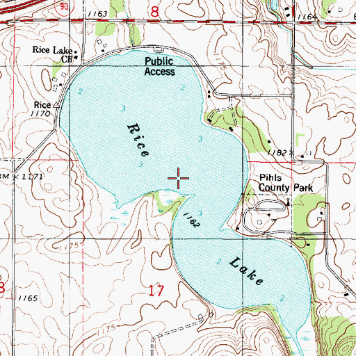 Topographic Map of Rice Lake, MN