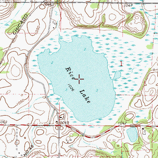 Topographic Map of Rice Lake, MN