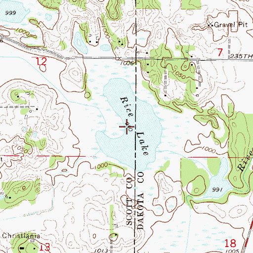 Topographic Map of Rice Lake, MN