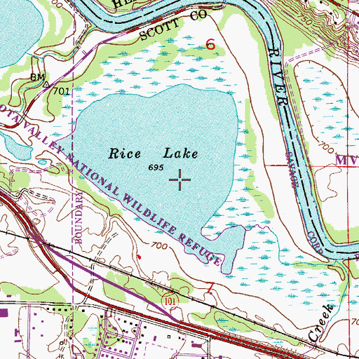 Topographic Map of Rice Lake, MN