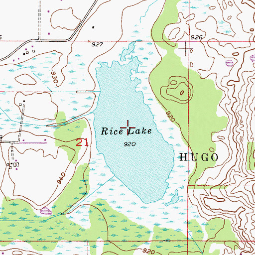 Topographic Map of Rice Lake, MN