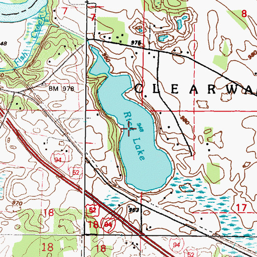 Topographic Map of Rice Lake, MN