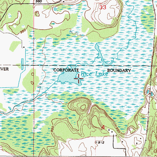 Topographic Map of Rice Lake, MN