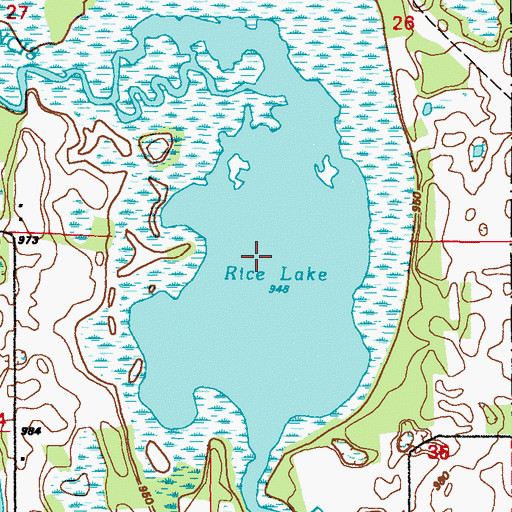 Topographic Map of Rice Lake, MN