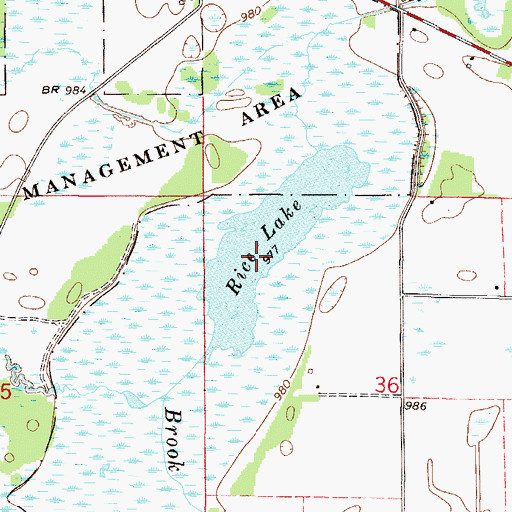 Topographic Map of Rice Lake, MN