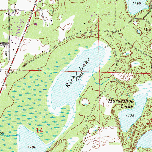 Topographic Map of Rice Lake, MN