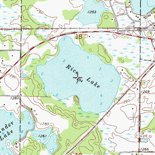 Topographic Map of Rice Lake, MN