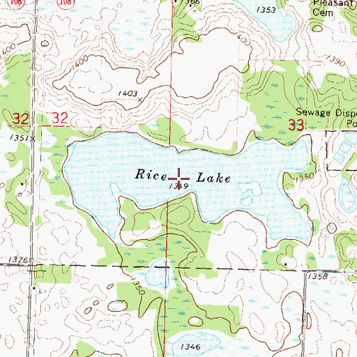 Topographic Map of Rice Lake, MN