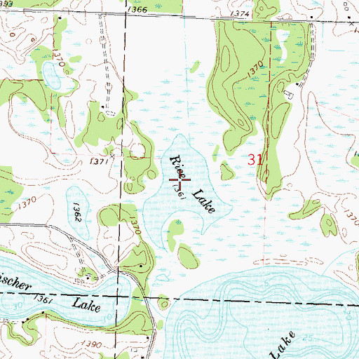 Topographic Map of Rice Lake, MN
