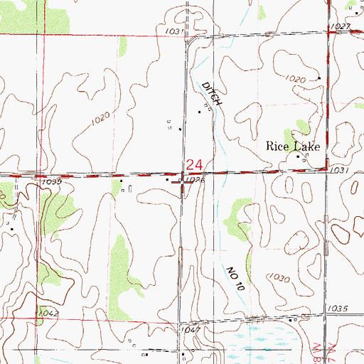 Topographic Map of Rice Lake, MN