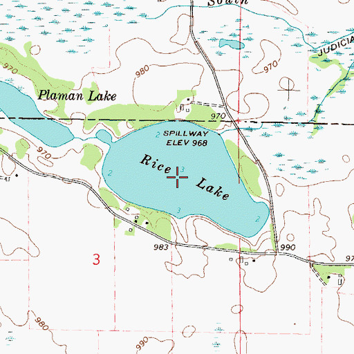 Topographic Map of Rice Lake, MN