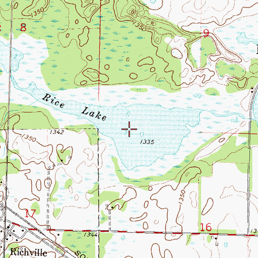 Topographic Map of Rice Lake, MN