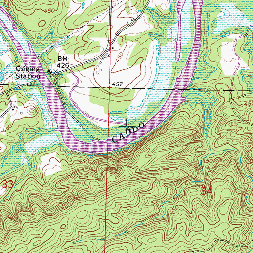 Topographic Map of Amity Landing Recreation Area, AR
