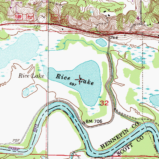 Topographic Map of Rice Lake, MN