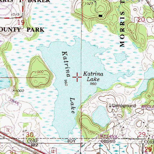 Topographic Map of Katrina Lake, MN