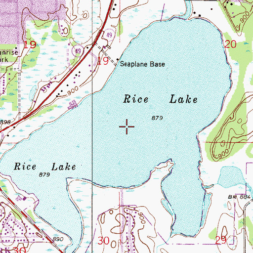 Topographic Map of Rice Lake, MN