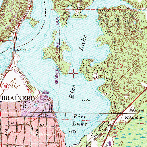 Topographic Map of Rice Lake, MN