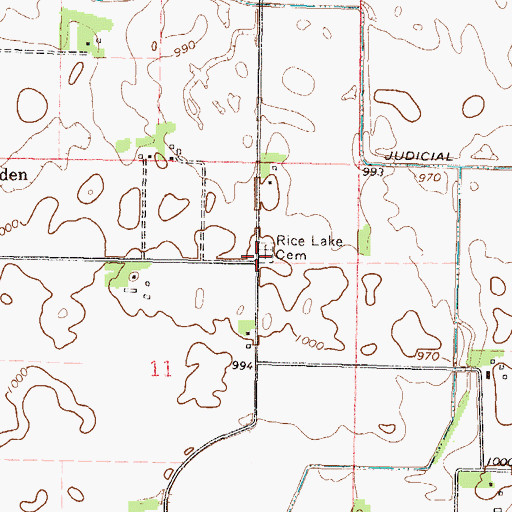 Topographic Map of Rice Lake Cemetery, MN