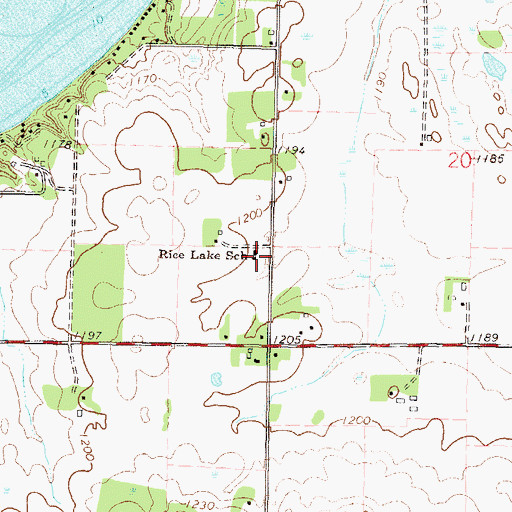 Topographic Map of Rice Lake School, MN