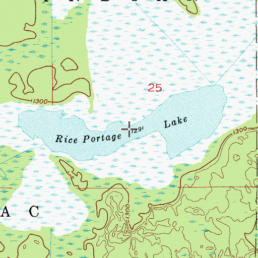Topographic Map of Rice Portage Lake, MN