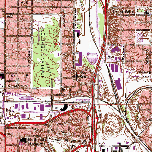 Topographic Map of Rice School, MN