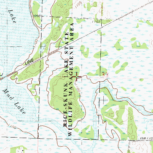 Topographic Map of Rice-Skunk Lake State Wildlife Management A, MN