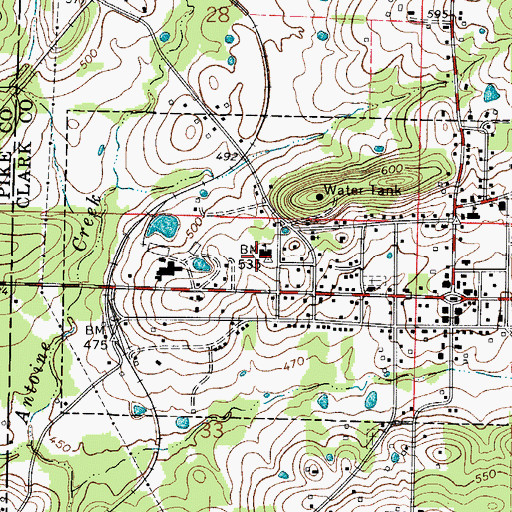 Topographic Map of Amity High School, AR