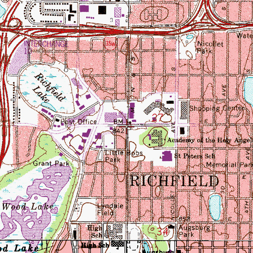Topographic Map of Richfield, MN
