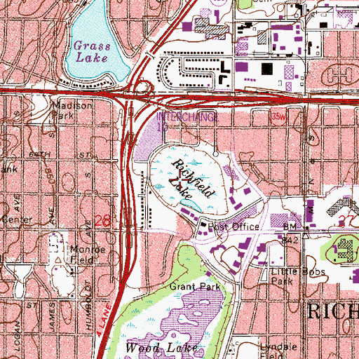 Topographic Map of Richfield Lake, MN