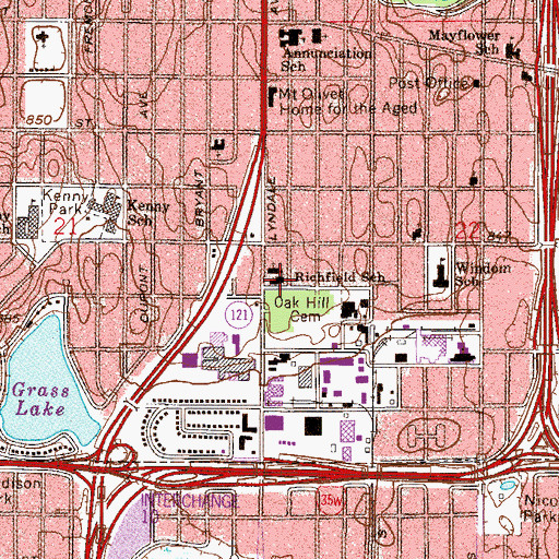 Topographic Map of Richfield School, MN